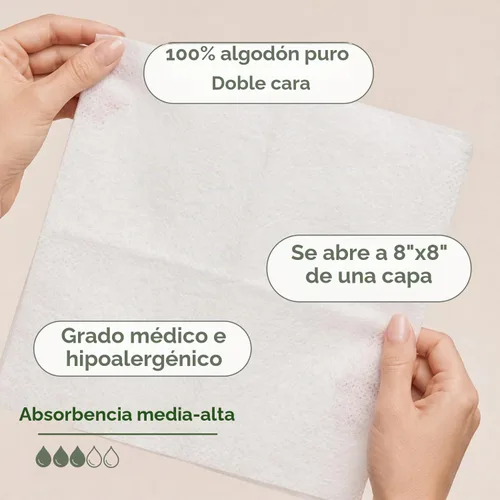 Vista 2 de Intrinsics Cuadrados grandes de algodón de 4 x 4 (200 unidades) Almohadillas de algodón de 4 capas para eliminación de rostro y maquillaje