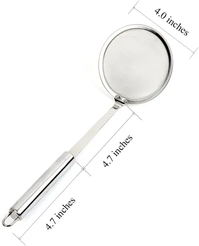 Vista 8 de Cucharón para Olla Caliente Extractor de Grasa - Filtro de Malla Fina de Acero Inoxidable para Eliminar Grasa y Espuma