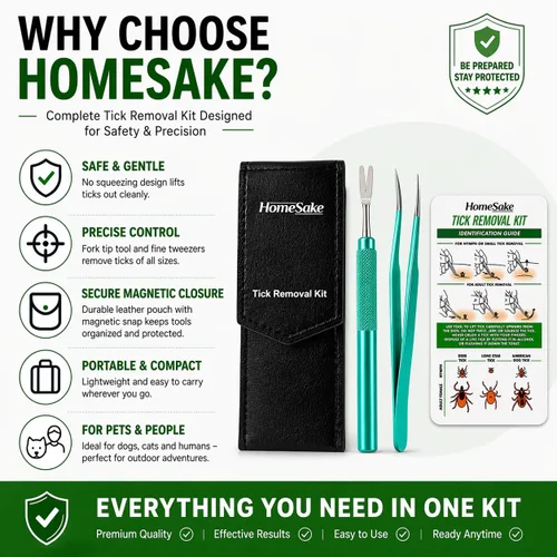 Vista 12 de Homesake Herramienta de eliminación de garrapatas para perros, gatos y seres humanos Kit removedor de garrapatas de ciervo Herramienta