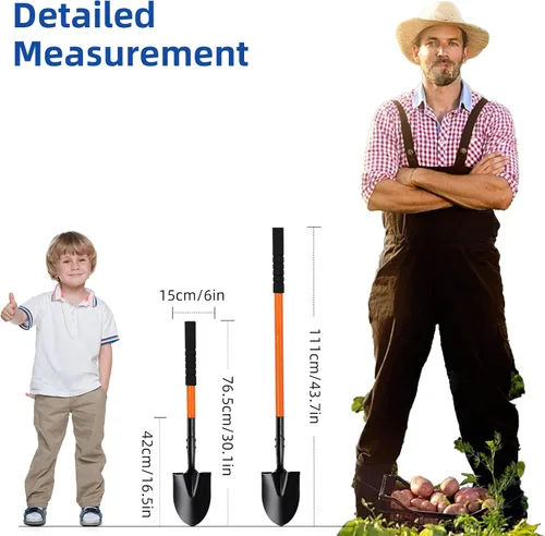 Vista 4 de Pala Pequeña para Cavar con Mango de Metal, Pala de Jardín de 111 cm de Resistencia, Ideal para Jardinería, Escarbado, Plantación, Acampada