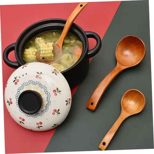 Vista 6 de Cuchara de madera Cuchara de madera Utensilios de cocina de madera Utensilios de madera para comer Cucharas de sopa de madera Cucharas de sopa