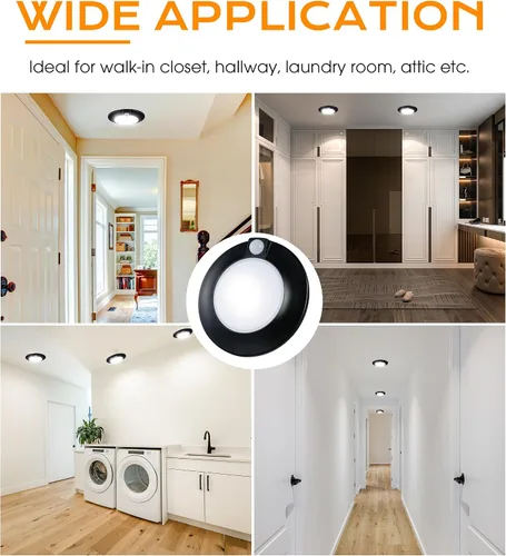 Vista 8 de CLOUDY BAY - Lámpara de techo con sensor de movimiento para interiores, 120 V CRI90 10 W 5000 K, luz de día brillante, 6.5 pulgadas LED de montaje