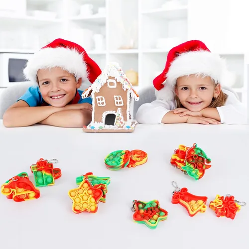 Vista 5 de Paquete de 24 Mini Juguetes Pop Fidget de Navidad para Niños Niñas Niños Pequeños Rellenos de Calcetines de Navidad Obsequios para Fiestas Alivio