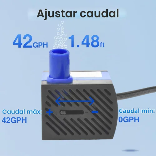 Vista 3 de CONQUERALL 2.5W Mini bomba de fuente 42GPH sumergible al aire libre 1.48ft cabeza para tanques de peces nano