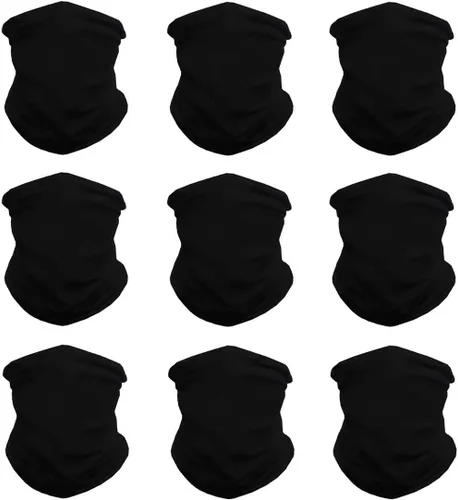 Vista 17 de Bandana para la cabeza, polaina para el cuello, bufanda, pasamontañas, máscara facial Negro (12 piezas)