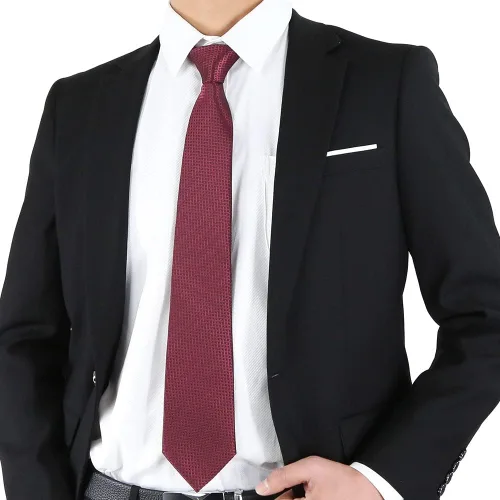 Vista 2 de WeiShang Corbata de seda clásica para hombre jacquard tejida