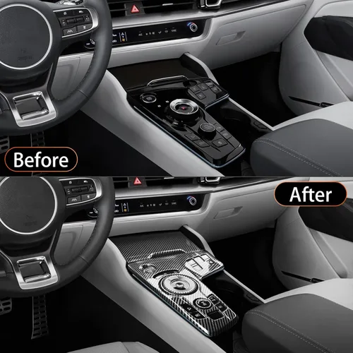 Vista 4 de YOUTOOCAR Cubierta interior del panel de cambio de marchas de coche estilo fibra de carbono compatible con accesorios KIA Sportage 2023