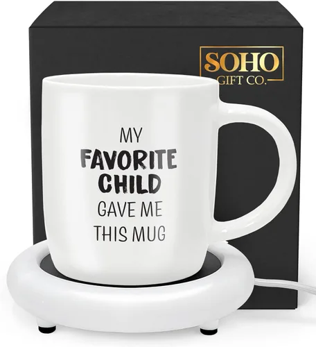 Vista 11 de Taza de café con calentador, taza eléctrica motivacional para amantes del café, regalos para cumpleaños/Navidad, 12oz Born to Shine (caja de regalo)