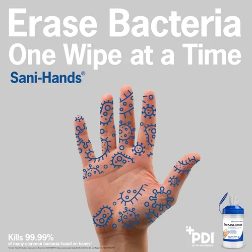 Vista 3 de PDI Healthcare P13472 Sani-Hands - Toallitas desinfectantes instantáneas para manos, medianas, 6 x 7.5 pulgadas