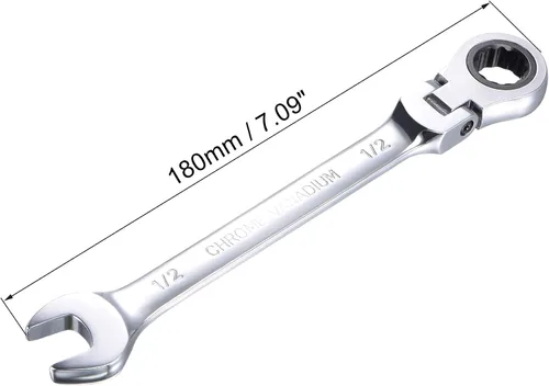Vista 2 de uxcell Llave combinada de trinquete de cabeza flexible de 1/2 pulgada SAE 72 dientes Herramientas de llave de trinquete de 12 puntos, Cr-V