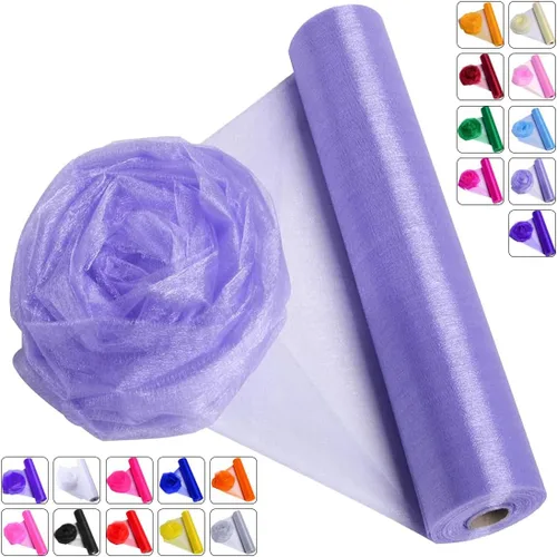 Vista 12 de Tela de Organza de Cristal Tul - 16" por 50 Yardas Tela Transparente para Decoración de Fiestas de Boda Despedida de Soltera Tutú Rollo de Malla