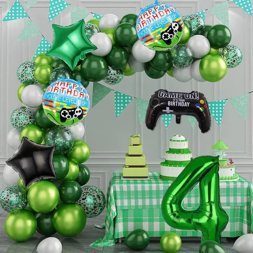 Vista 6 de 6 globos de videojuegos, controlador de videojuegos, globo de aluminio de tereftalato de polietileno con número de cumpleaños, suministros de fiesta
