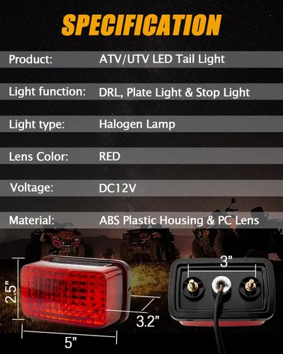 Vista 6 de Luz trasera de freno para cuatrimoto, luces de freno LED compatibles con Yamaha Grizzly Big Bear Bruin Kodiak Wolverine Rhino Viking 5KM-8472C-10-00