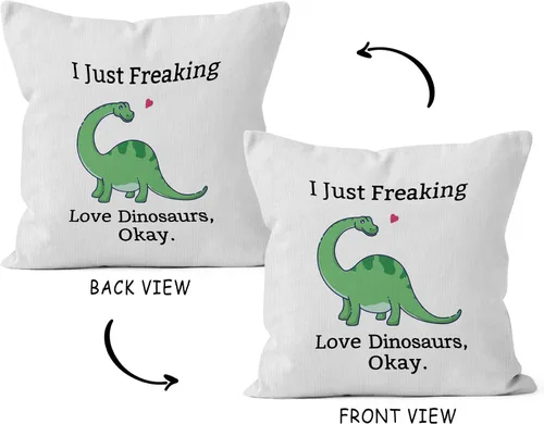 Vista 2 de HIWX Fundas de almohada de dinosaurio de 18 x 18 pulgadas de doble cara, regalos para amantes de los dinosaurios para niños, niñas, mujeres
