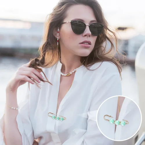 Vista 7 de Hicarer - Broches de seguridad con perlas para mujer, estilo brillante, 18