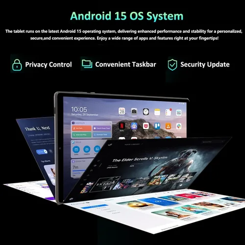 Vista 2 de Tableta, tabletas de 11 pulgadas, tableta Android 15 con teclado y ratón, T615 Octa-Core, 36 GB de RAM +256 GB ROM, Gemini AI, 8000 mAh, Widevine