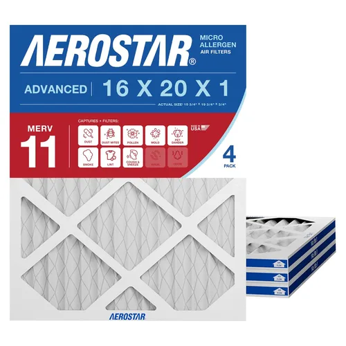 Vista 6 de Aerostar MERV 8 de 16 x 20 x 1 - 4 unidades - Filtros plisados para HVAC, horno y aire acondicionado - Elimina el polvo, la pelusa, el moho