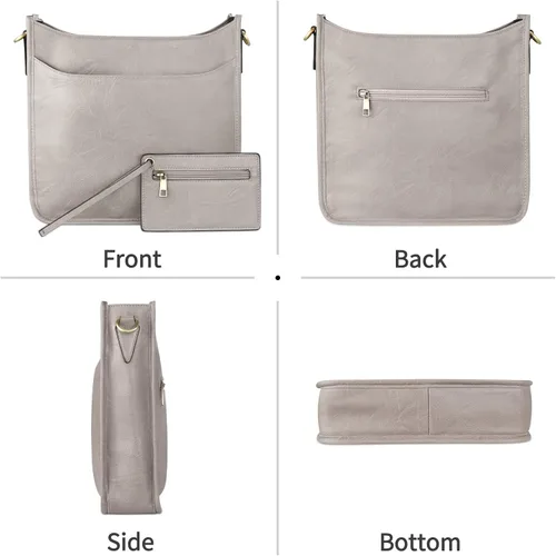 Vista 4 de KITATU 2 bolsos cruzados para mujer, bolsos de mano hobo de hombro de diseñador bolso de cuero vegano con 2 correas