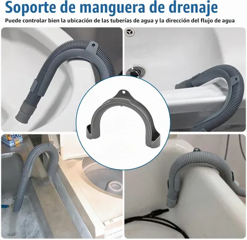 Vista 4 de Soporte para manguera de drenaje de lavadora en forma de U - Gancho para manguera de drenaje en forma de U compatible con mangueras de drenaje