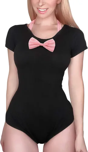 Vista 7 de Littleforbig Pijama de algodón de lujo con diseño de gatito, lencería de una pieza, babydoll Negro