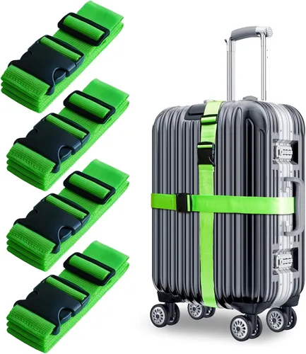 Vista 6 de 2 PIEZAS Correas de Equipaje 78" x 2" Correas de Maleta Anchas Ajustables Correas de Embalaje Accesorios de Viaje, Negro 2 piezas negro