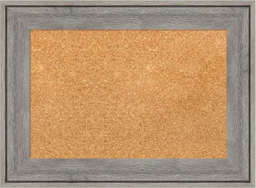 Vista 8 de Amanti Art Natural Cork Board for Wall, 18x24 Vision Board with Grey Wood Frame, Small Corkboard Office Decor for Home Organization, Country Rustic
