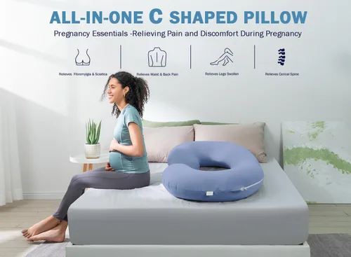 Vista 8 de INSEN Almohada de embarazo refrescante, almohada de maternidad para mujeres embarazadas (azul refrescante)