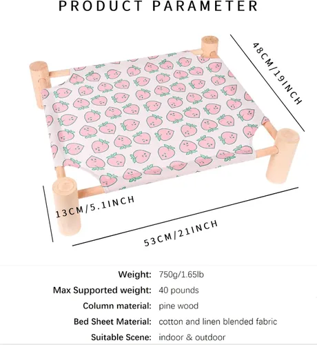 Vista 5 de Cama elevada para gatos y perros pequeños, 21 x 19 pulgadas, hamaca elevada para perros y gatos, conejos