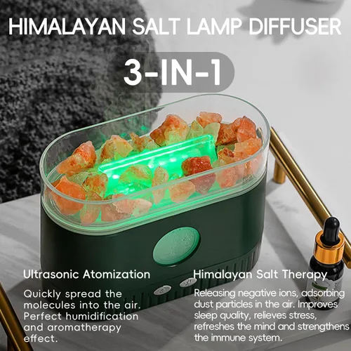 Vista 5 de YALEDI Difusor de aceite esencial de aromaterapia, difusor 3 en 1 de lámpara de sal del Himalaya con 7 luces de color, humidificador ultrasónico