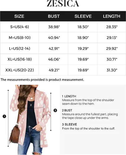 Vista 3 de ZESICA Suéter de punto con estampado de leopardo para mujer, manga larga, frente abierto, para otoño e invierno 2024