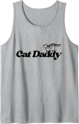 Vista 5 de Cat Daddy Funny Cat Dad Camiseta sin mangas, Blanco, S
