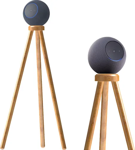 Vista 2 de Soporte de trípode de madera para Echo Studio (nuevo estudio 2025), SONOS Era100 y SONOS Era100sl, mejora la calidad del sonido mientras decoras tu