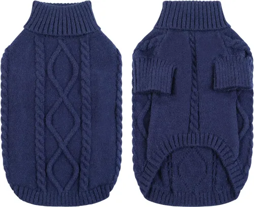 Vista 87 de Queenmore - Suéter de punto trenzado con cuello alto para perros pequeños, para climas fríos, para chihuahua, bulldog, teckel, carlino y yorkie, XS
