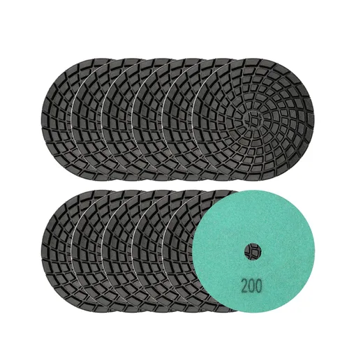 Vista 8 de SHDIATOOL Almohadillas de pulido de diamante de 4 pulgadas para hormigón, grano 50, paquete de 12 – pulido en húmedo, diseño turbo en espiral