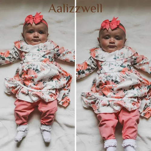 Vista 2 de Aalizzwell Conjunto de leggings de vestir para bebés y niñas
