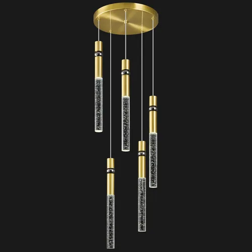Vista 9 de Iluminación colgante de 3 luces para comedor, lámpara LED regulable moderna de oro con luces colgantes de cristal de burbujas, isla de cocina