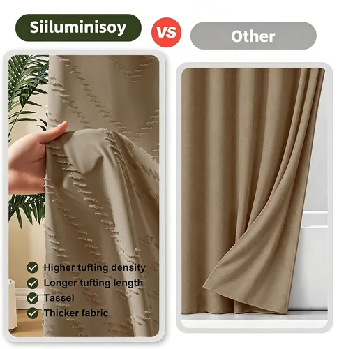 Vista 169 de Cortina de ducha Siiluminisoy de 36x72 beige, cortina de ducha de tela de tamaño pequeño, cortinas de ducha de tela con tufting, diseño chevron a