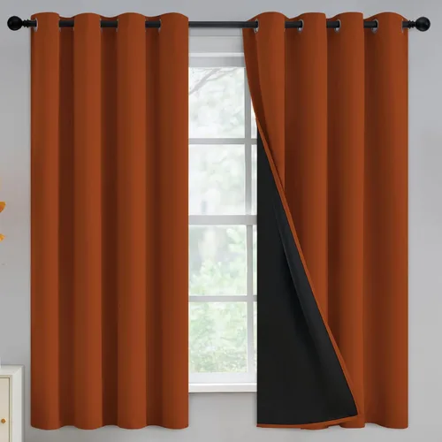 Vista 121 de Yakamok Cortinas negras, cortinas de ventana con aislamiento térmico y eficiencia energética para dormitorio, cortinas opacas completas y cortinas
