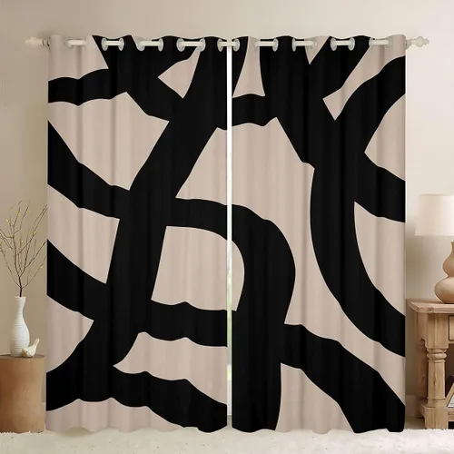 Vista 13 de jejeloiu Cortinas grises y rojas para dormitorio, sala de estar (2 paneles, 38 x 45 pulgadas), cortinas opacas con rayas geométricas, cortinas