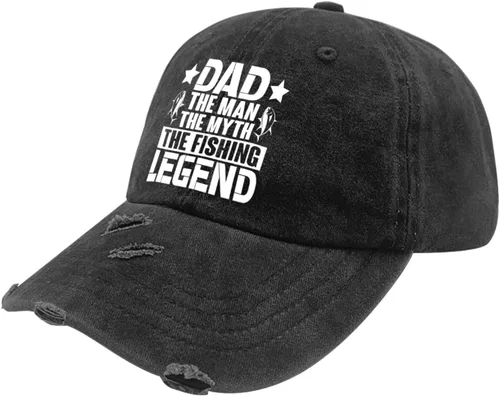 Vista 2 de CLAYTOX Dad The Man The Myth The Fishing Legend Trucker Hat Running Hats for Women AllBlack Mens Baseball Cap Gifts for Him