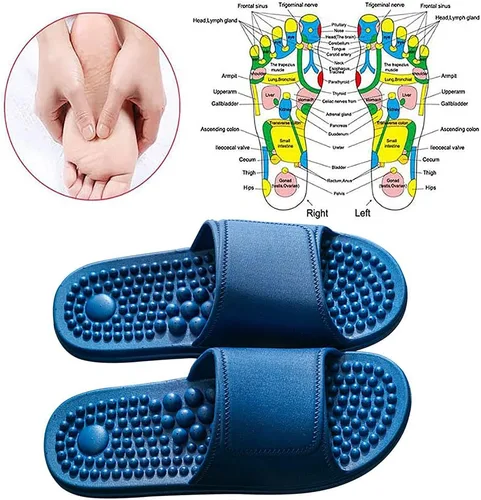 Vista 5 de Pantuflas de masaje de acupresión, sandalias de reflexología terapéutica para masaje de acupuntura de pies, sandalias de casa con soporte de arco