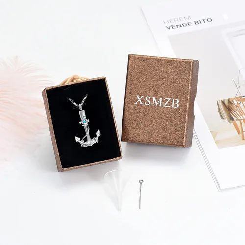 Vista 6 de Joyería de cremación para cenizas, collar de urna de ancla para hombres y mujeres, soporte conmemorativo para cenizas, colgante de urna de recuerdo