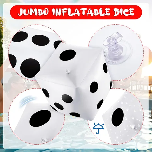Vista 3 de Aoriher Paquete de 2 dados inflables gigantes, dados gigantes de 11.8 pulgadas para juegos amplios en interiores y exteriores, juguetes de piscina