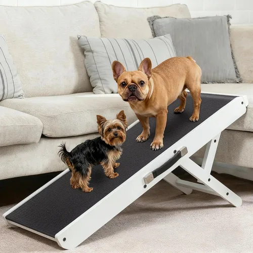 Vista 15 de Rampa para perros para sofá, antideslizante, resistente, plegable, soporta hasta 200 libras, ajustable de 7 a 20 pulgadas, plataforma de aterrizaje