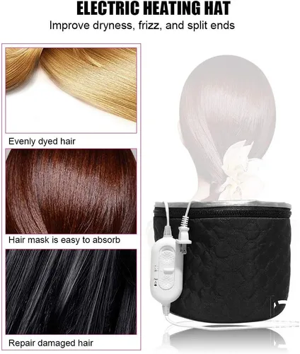 Vista 7 de Gorra eléctrica para el cabello, gorra térmica para el cuidado del cabello, sombrero ajustable para el tratamiento de aceite caliente con 3 modos