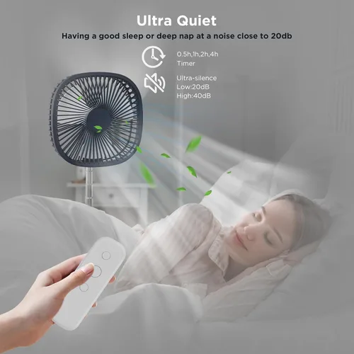Vista 5 de Magesh Ventilador de pedestal oscilante portátil y remoto, rotación de 120°, ventilador plegable 3 en 1, ventilador de escritorio, antideslizante