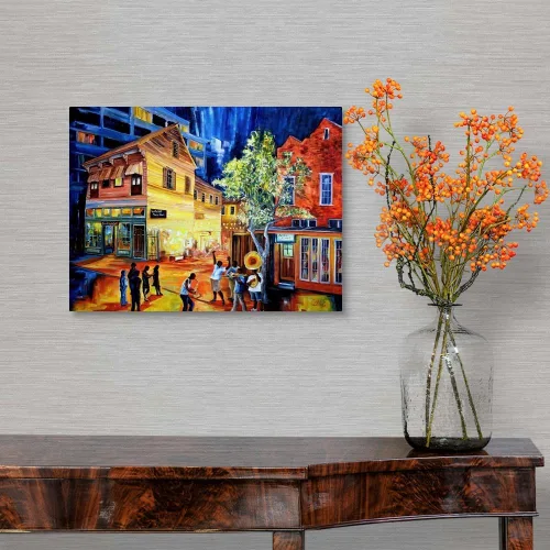 Vista 4 de Frenchmen Street New Orleans - Lienzo decorativo para pared, obra de arte musical