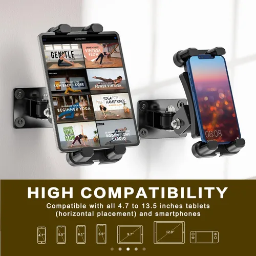 Vista 2 de Soporte de pared para tableta, soporte de pared ajustable de 360° para todos los dispositivos de 4.7 a 12.9 pulgadas y teléfonos inteligentes