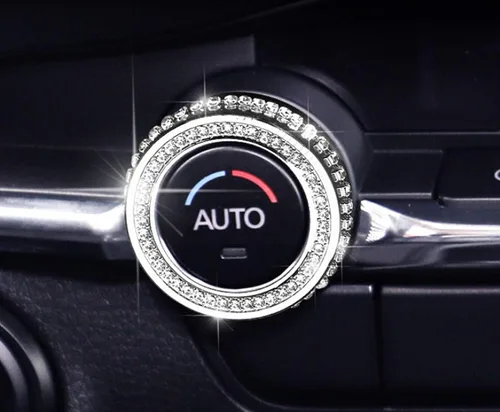 Vista 5 de Accesorios de interior brillantes Compatibles con Mazda 2019 2020 2021 2022 2023 2024 2025 Mazda3 Mazda6 Manopilla de aire acondicionado con adorno