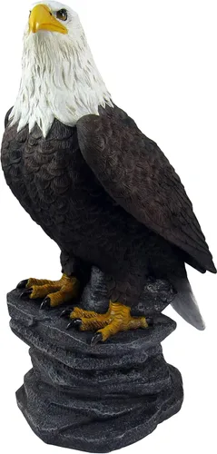 Vista 2 de DWK - Libertad - Majestuosa Estatua de escritorio de águila calva americana sobre roca, escultura patriótica de Estados Unidos, librero de oficina